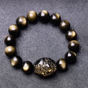 golden obsidian pi xiu bracelet