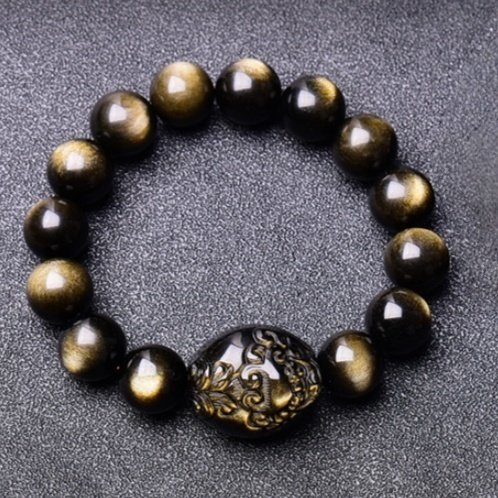 golden obsidian pi xiu bracelet