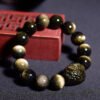 golden pixiu obsidian bracelet