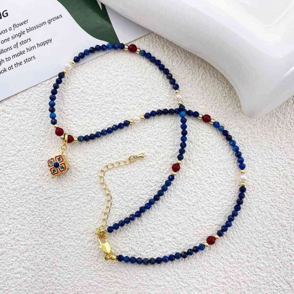 Lapis Lazuli Necklace - Third Eye Chakra Healing Jewelry with Pearls