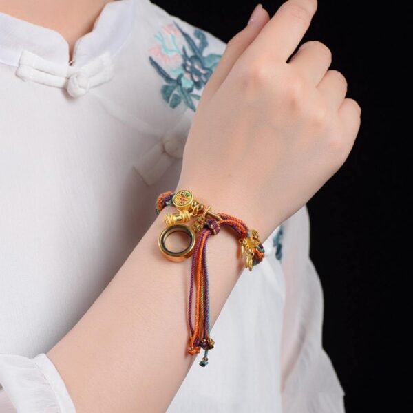 Tibetan Buddhist Bracelet with Gau Box & Spinning Mantra Bead - Om Mani Padme Hum Protection