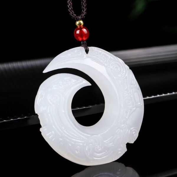 Afghan Jade Pendant Abundance Health Balance – Dragon & Cloud Motif