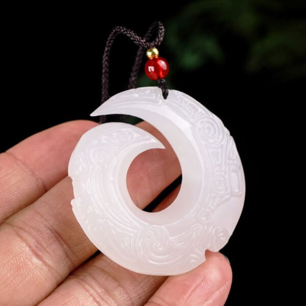 Afghan Jade Pendant Abundance Health Balance – Dragon & Cloud Motif