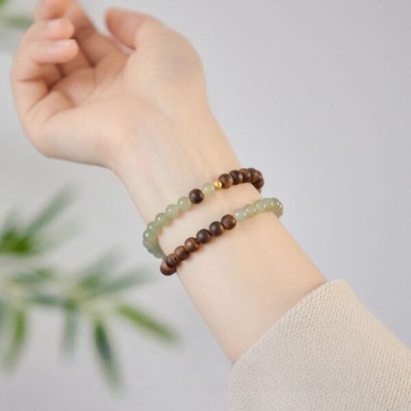 Double Stack Agarwood & Hetian Jade Bead Bracelet - Zen Energy