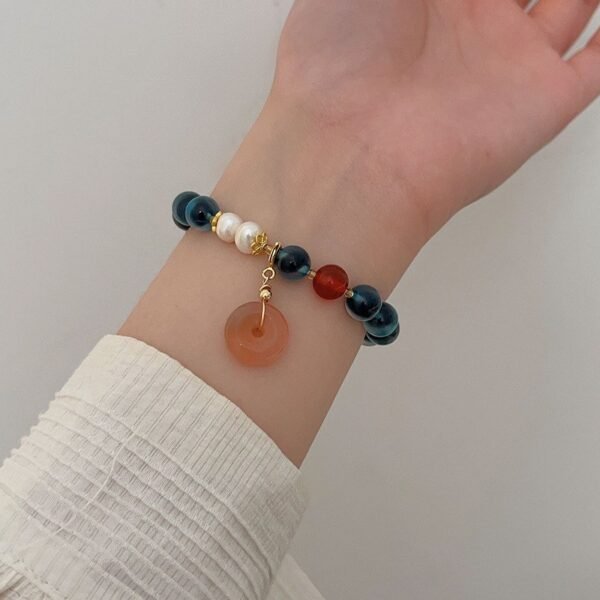 Agate Pearl Bracelet with Peace Buckle - Protection & Feminine Wisdom