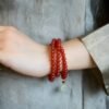Red Agate Three-Strand Bracelet Hetian Jade Peace Buckle Pendant - Wealth & Protection