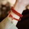 Red Agate Three-Strand Bracelet Hetian Jade Peace Buckle Pendant - Wealth & Protection