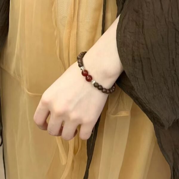 Sandalwood Red Agate Beaded Bracelet - Root Chakra Balancing + Wealth Attraction