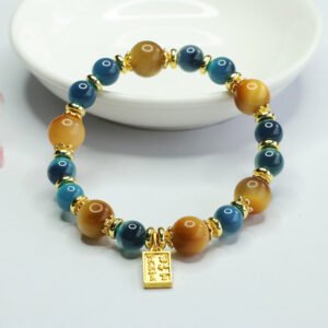 Tiger Eye Candy Agate Bracelet - Confidence Booster & Emotional Harmonizer