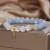 Aquamarine Rose Quartz Bracelet - Healing Gemstone Jewelry for Love & Courage