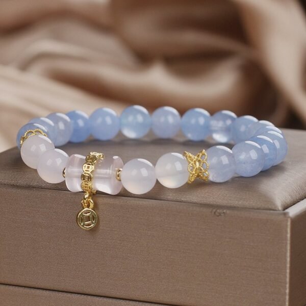 Aquamarine Rose Quartz Bracelet - Healing Gemstone Jewelry for Love & Courage