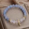 Aquamarine Rose Quartz Bracelet - Healing Gemstone Jewelry for Love & Courage