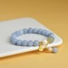 Aquamarine Pearl Bracelet with Lucky Gourd Charm for Good Fortune & Healing