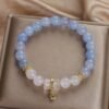 Aquamarine Rose Quartz Bracelet - Healing Gemstone Jewelry for Love & Courage