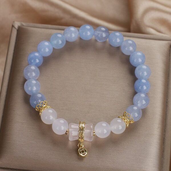 Aquamarine Rose Quartz Bracelet - Healing Gemstone Jewelry for Love & Courage