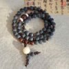 6mm Amber & Bodhi Seed Double Strand Bracelet with Lotus Charm -  Healing & Meditation