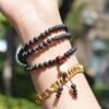 6mm Amber & Bodhi Seed Double Strand Bracelet with Lotus Charm -  Healing & Meditation
