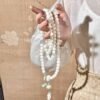 108 White Bodhi Seed Mala with Lotus Charm - Harmony Necklace Bracelet