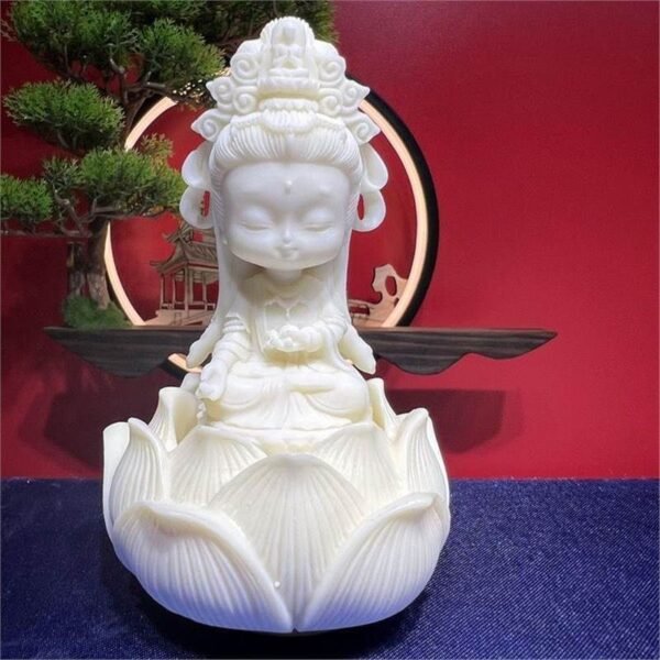 Guanyin Statue with Lotus Base - Spiritual Blessing for Home & Car