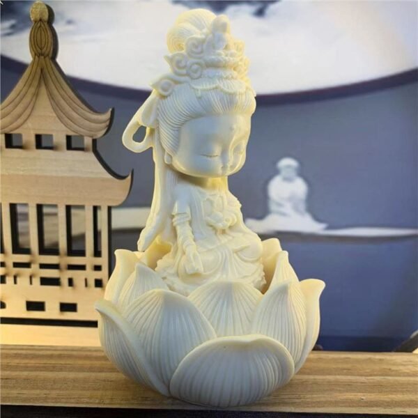 Guanyin Statue with Lotus Base - Spiritual Blessing for Home & Car