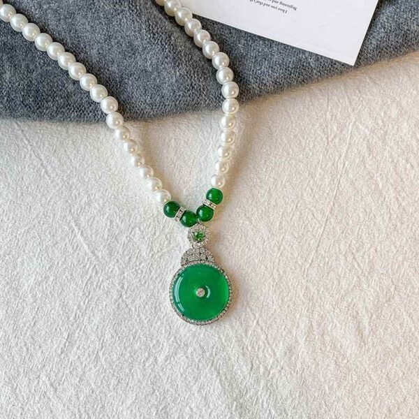 Pearl Chalcedony Peace Buckle Pendant Heart Chakra Balance