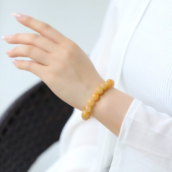 Lotus Flower Yellow Dragon Jade Bracelet - Wealth, Protection & Spiritual Balance