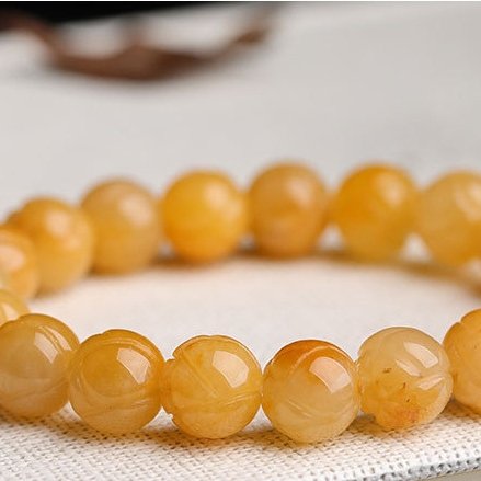 Lotus Flower Yellow Dragon Jade Bracelet - Wealth, Protection & Spiritual Balance
