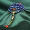 108 Lapis Lazuli Mala Beads with Red Turquoise - Buddhist Meditation Necklace & Bracelet