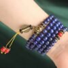 108 Lapis Lazuli Mala Beads with Red Turquoise - Buddhist Meditation Necklace & Bracelet