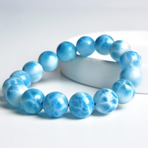 8mm Natural Larimar Healing Bracelet - Throat Chakra Beads for Peaceful