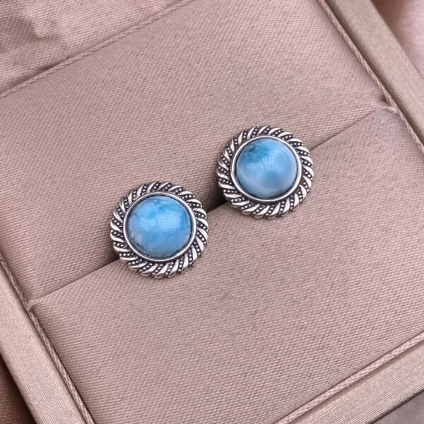 Larimar Earrings in 925 Silver - Ocean Energy Stone for Throat Chakra & Peace