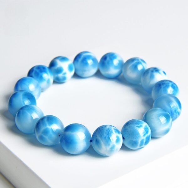 8mm Natural Larimar Healing Bracelet - Throat Chakra Beads for Peaceful