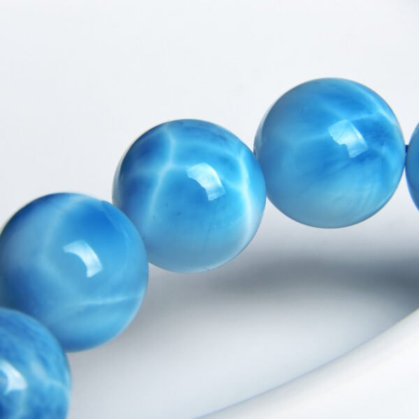 8mm Natural Larimar Healing Bracelet - Throat Chakra Beads for Peaceful