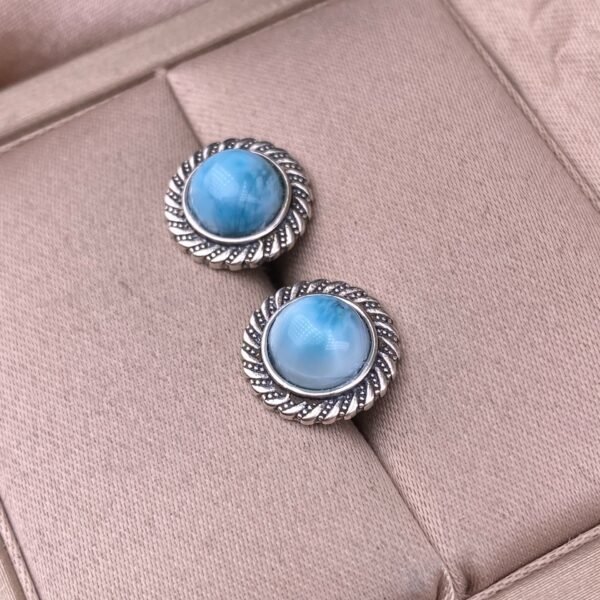Larimar Earrings in 925 Silver - Ocean Energy Stone for Throat Chakra & Peace