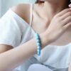 8mm Natural Larimar Healing Bracelet - Throat Chakra Beads for Peaceful