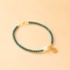 Malachite Pearl Bracelet with Lucky 'Fu' Charm for Healing Protection, Wealth & Positive Energy