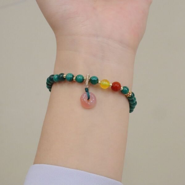 5mm Malachite Peace Buckle Bracelet - Healing Gemstone Protection Amulet for Anxiety Relief & Good Fortune