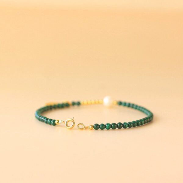 Malachite Pearl Bracelet with Lucky 'Fu' Charm for Healing Protection, Wealth & Positive Energy