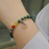5mm Malachite Peace Buckle Bracelet - Healing Gemstone Protection Amulet for Anxiety Relief & Good Fortune