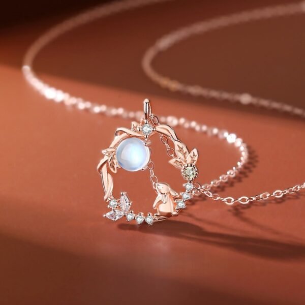 925 Silver Rabbit Moonstone Pendant Necklace - Whimsical Crystal Jewelry