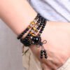 108-Bead Black Obsidian & Tiger Eye Energy Bracelet – Protection & Courage Mala