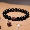 Obsidian Om Mani Padme Hum Bracelet - Six-Syllable Mantra for Spiritual Protection & Abundant Energy