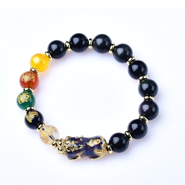 obsidian 2 Obsidian Pi Yao & Five Wealth Gods Bracelet – Feng Shui Wealth Prosperity Protection