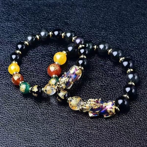 obsidian 3 Obsidian Pi Yao & Five Wealth Gods Bracelet – Feng Shui Wealth Prosperity Protection