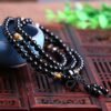 108-Bead Black Obsidian & Tiger Eye Energy Bracelet – Protection & Courage Mala