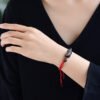 Silver Sheen Obsidian Pi Yao Red String Bracelet - Wealth Attractor & Protection Amulet