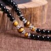 108-Bead Black Obsidian & Tiger Eye Energy Bracelet – Protection & Courage Mala