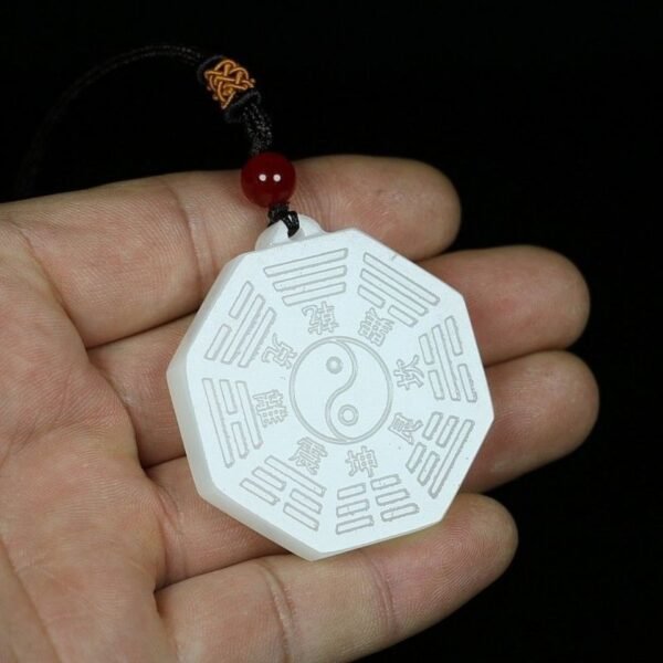 Afghan Jade Pendant Yin Yang - Tai Chi & Bagua Carved Protection Amulet