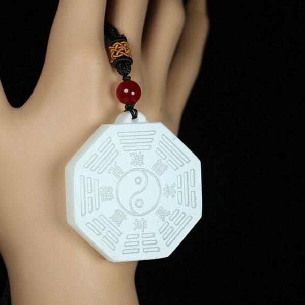Afghan Jade Pendant Yin Yang - Tai Chi & Bagua Carved Protection Amulet