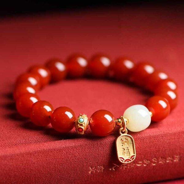 wealth attrack white jade red agate bracelet